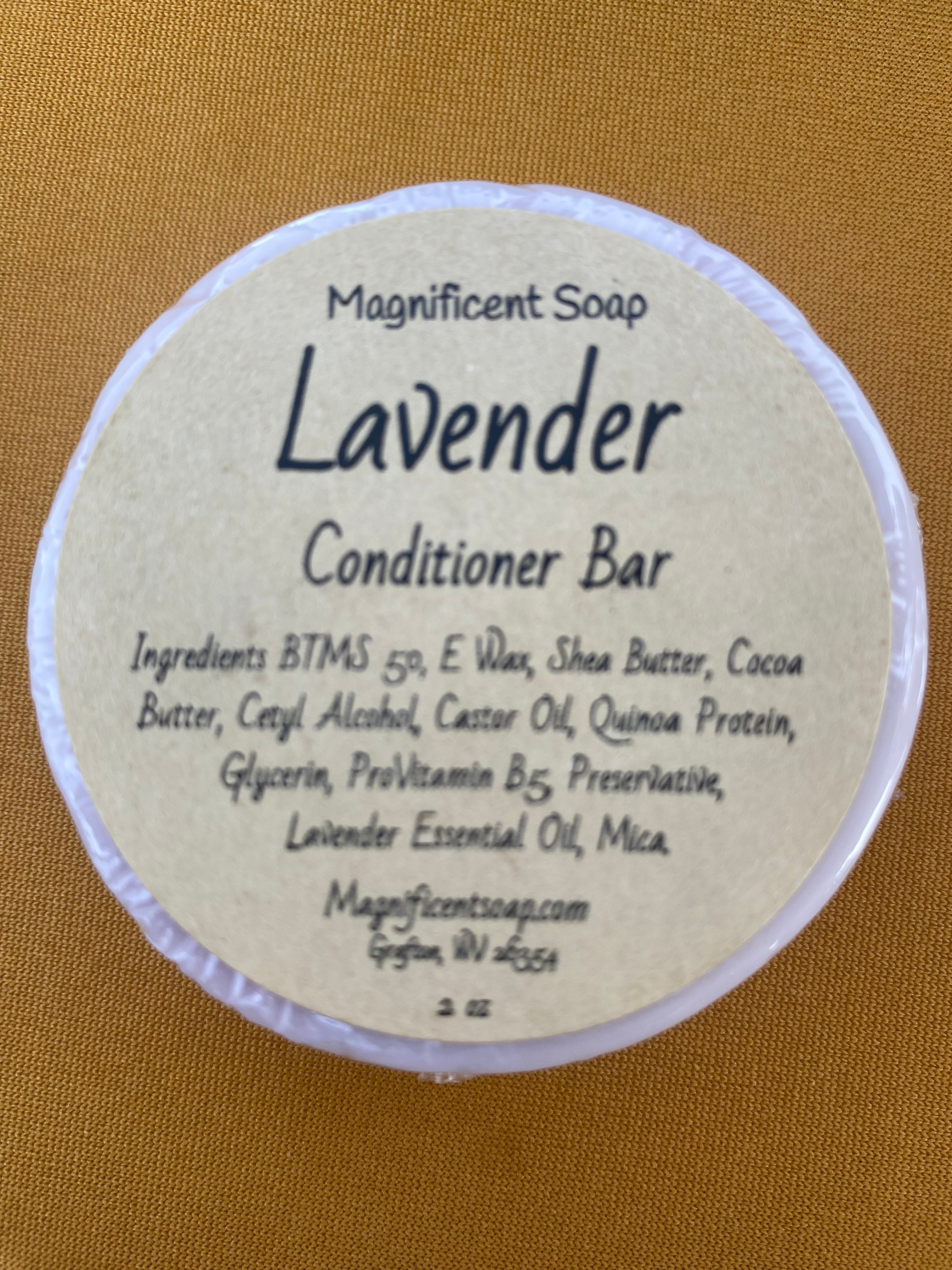 Conditioner Bar ~ Lavender Essential Oil, ProVitamin B5, Quinoa Protein, Shea Butter, Cocoa Butter