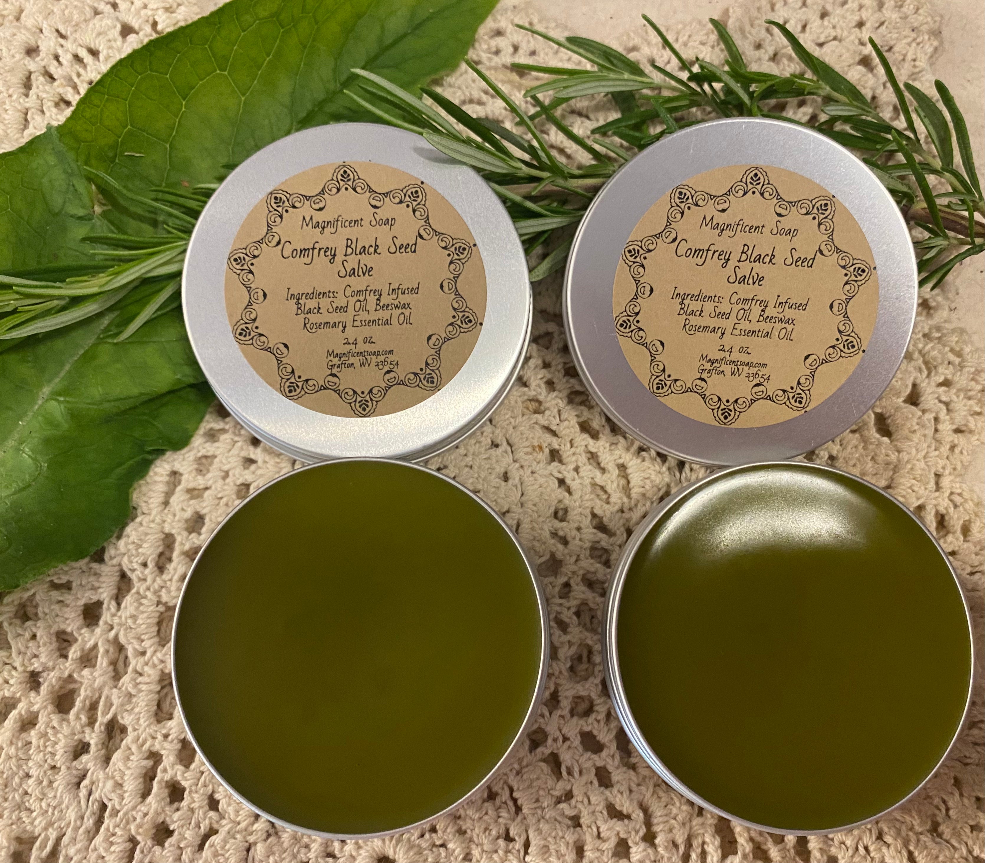 Comfrey Black Seed Salve  Rosemary Essential Oil