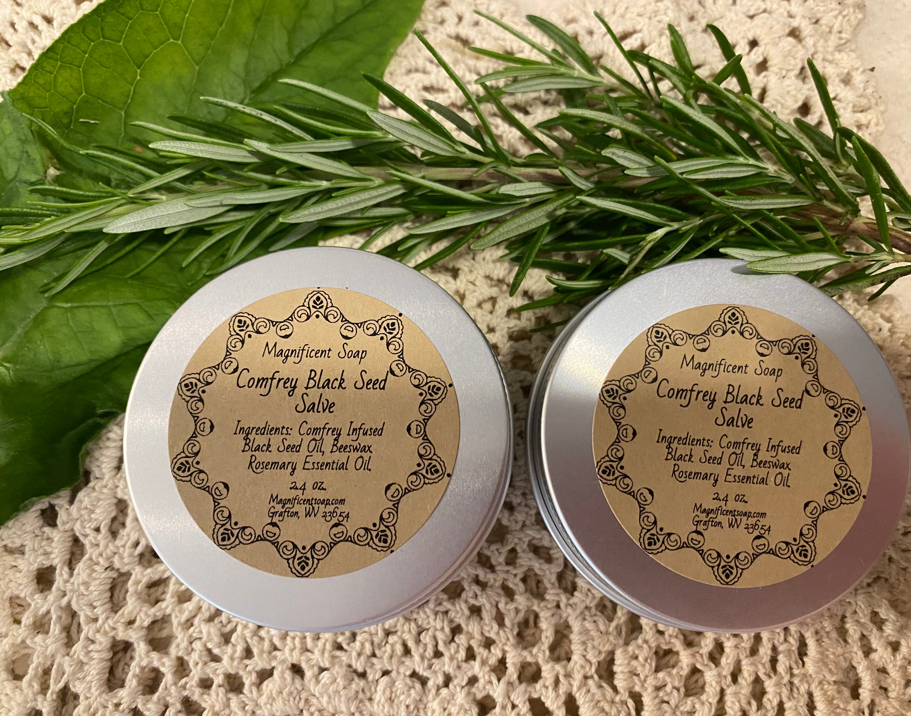 Comfrey Black Seed Salve  Rosemary Essential Oil